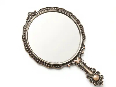 Ornate Antique Hand Mirror model pack Low-poly 3D model