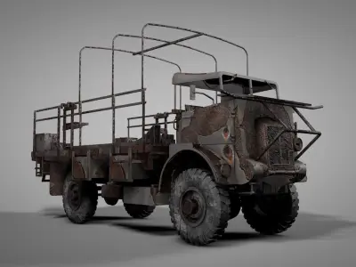 Wrecked truck model in 3 different poses 3D model