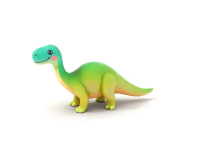 Smiling Green Dinosaur model pack Low-poly 3D model