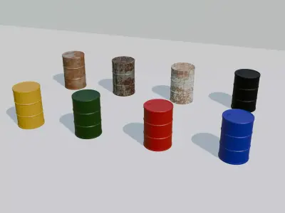Industrial Metal Barrels Pack 3D model