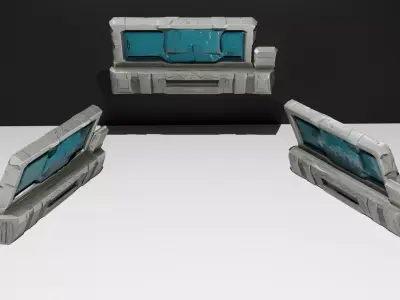 Device01 Broken Control Panel Screen LowPoly LOD Low-poly 3D model