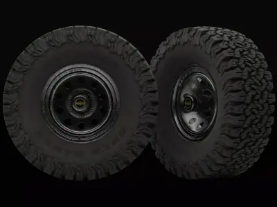Pickup steel wheels with LODs Low-poly 3D model