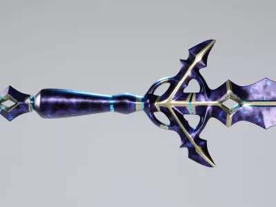 Fantasy Blue Lightning Sword Low-poly 3D model