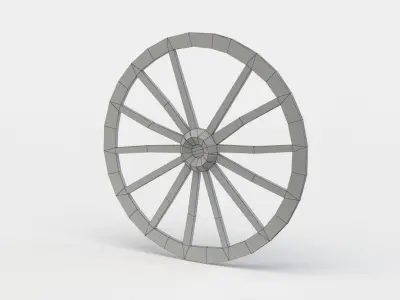 Wheel wooden clock Low-poly 3D model