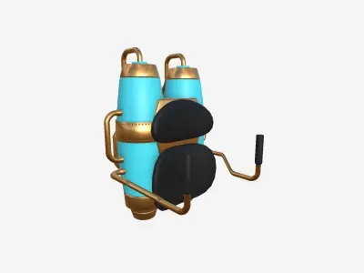 Jetpack A07 Blue Orange - SciFi Character Design Low-poly 3D model