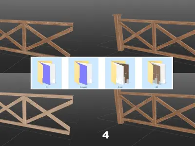 Wood Fence Low-poly 3D model