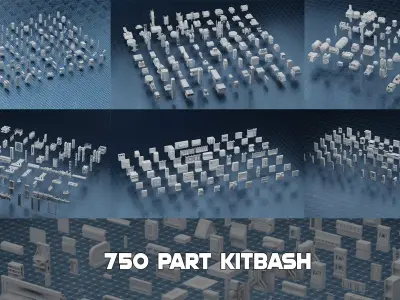 750 PART SCIFI KITBASH Low-poly 3D model