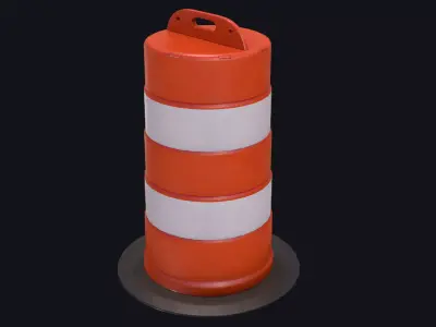 Traffic Drum Game Ready PBR Low-poly 3D model