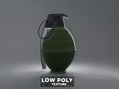 Green M26 Hand Grenade 3D Model  FBX LowPoly   Low-poly 3D model