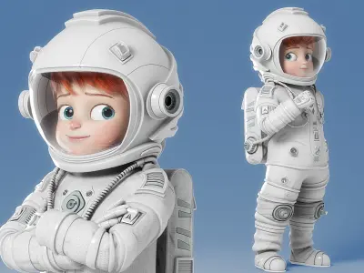 Cartoon Astronaut Rigged 3D model get