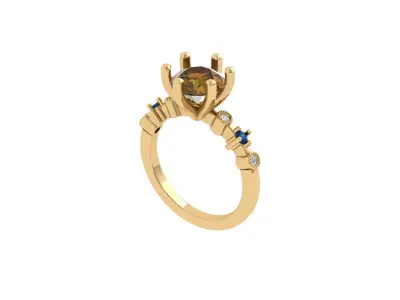 Solitaire Engagement Ring 3D print model 57
