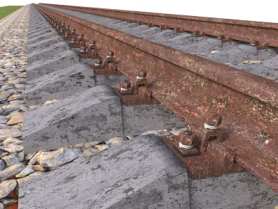 Highly detailed old railroad track 3D model
