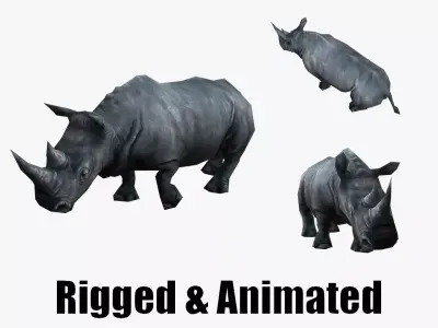 low-poly animated rhinoceros rhino Low-poly 3D model