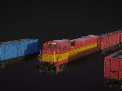 Cargo Train Low-poly 3D model buy