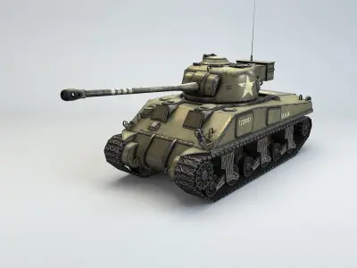 Low Poly M4A4 Sherman Firefly medium tank Low-poly 3D model