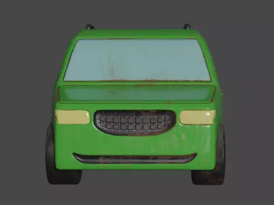 Green Cartoon Car Low-poly 3D model