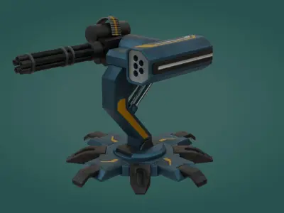 Sci-fi Turret - Low Poly - Game Ready - PBR Low-poly 3D model