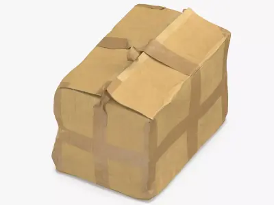 Old Damaged Cardboard Box Brown Tape 3D model