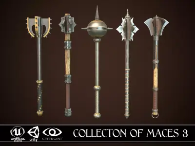Collection of Maces 3 3D Model Pack