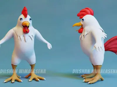 3D Chicken Character Low-poly 3D model