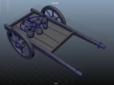 cart handcart wheelbarrow go-cart dolly agriculture farming wood 3D model