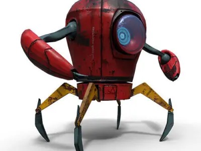 Low Poly Rig Ready Industrial Robot Low-poly 3D model
