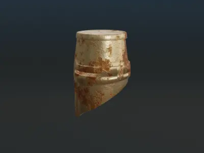 Rusted Medieval great helmet - medieval helmet Low-poly 3D model