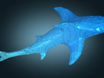 Stylized Shark Figure Low-poly 3D model purchase
