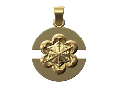 Corolla flower split round pendant with bail 3D print model