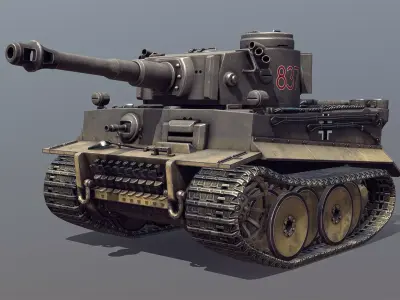 German Tiger I Tank Toon Low-poly 3D model