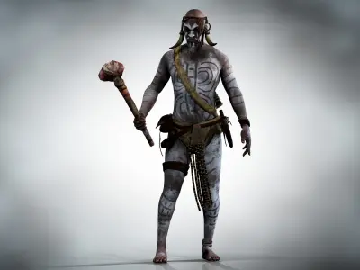 Native warrior Low-poly 3D model
