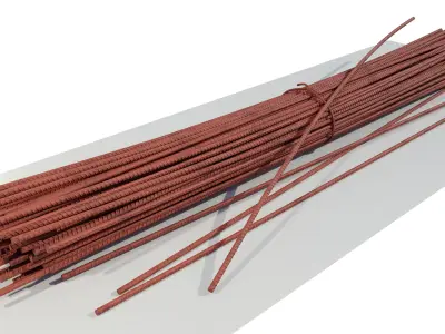 Rusty Concrete Reinforcing Bar 3D model