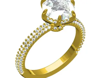 Antique Micro Prong Setting Solitaire Engagement Ring 3D print model