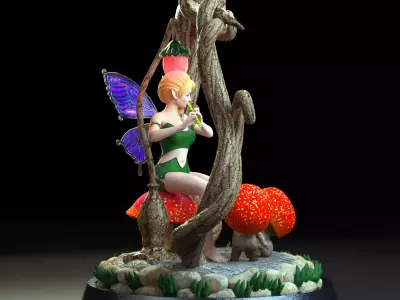 Tabletop Fairy Statue - The Forest Flute Player 3D print model