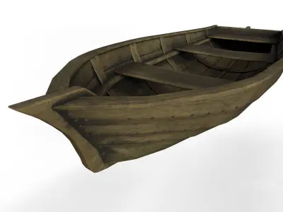 Wooden Boat Low-poly 3D model