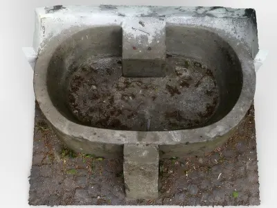 Old Historic Stone Fountain Basin - Scan Low-poly 3D model