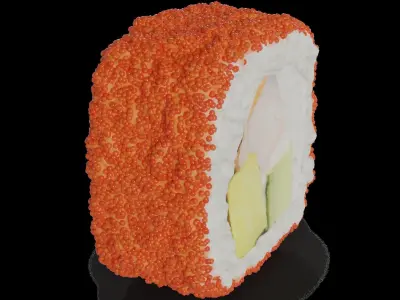 Sushi Tiger shrimp avocado cucumber masago caviar cream 3D model