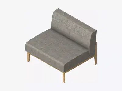 Furniture - Sofa - Contemporary - Oak - Chair Low-poly 3D model