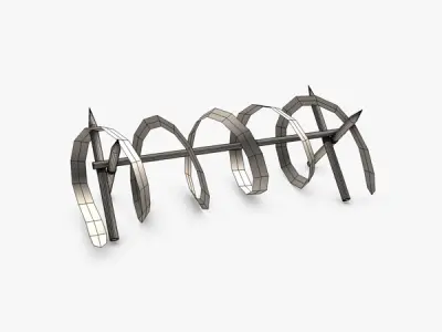 Low poly barbed wire barricade 3D model