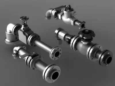 pipe pipes industrial low poly pipeline valve game  3D model