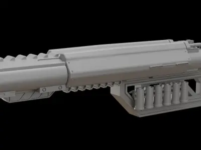 Mecha hard surface shotgun 3D model