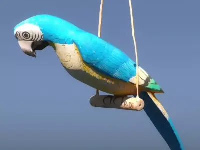 Vintage wooden parrot Gobi 3D model