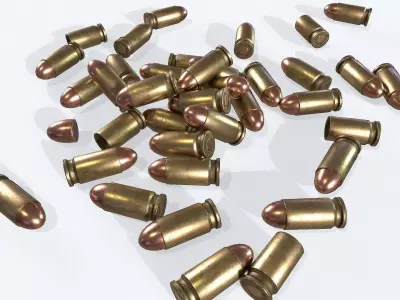 Cartridge 3 bullets in shape of heart Low-poly 3D model