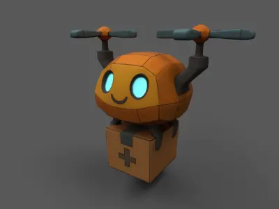 Low Poly Flying Delivery Drone  Low-poly 3D model