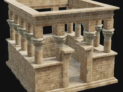 ANCIENT TEMPLE CHURCH BUILDING DESERT EGYPT AAA COLLECTION Low-poly 3D model
