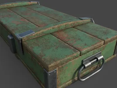 wooden army box  Low-poly 3D model