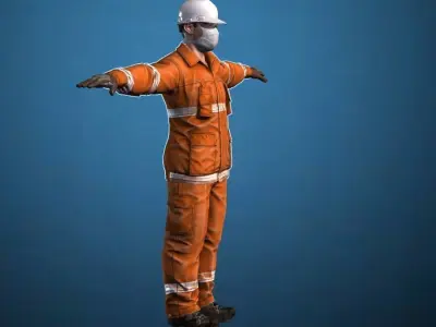 Worker Male Realistic rigged Animated Low-poly 3D model