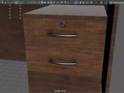 L-shaped wooden office desk Low-poly 3D model