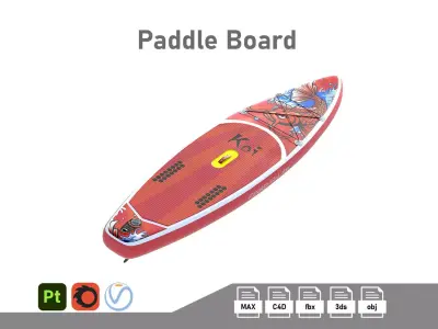 Paddle Board 01 Low-poly 3D model
