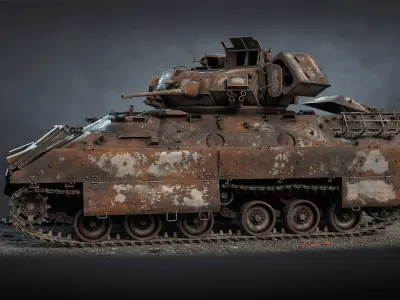 M2 Bradley Destroyed Low-poly 3D model